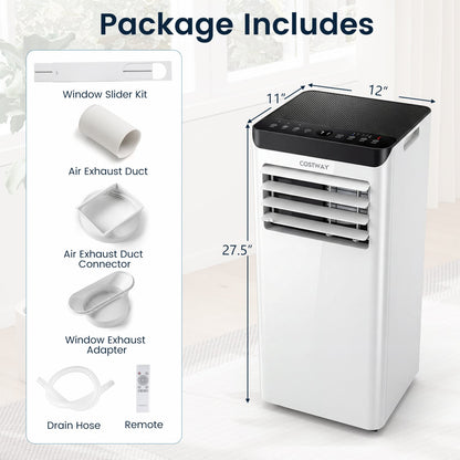 Climatiseur portable de 10000 BTU avec déshumidificateur, noir