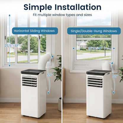 Climatiseur portable de 10000 BTU avec déshumidificateur, noir