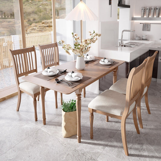 Extendable Wooden Dining Table with Rubber Wood Legs, Rustic Brown - Gallery Canada