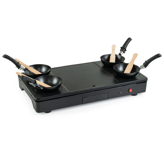1000W Electric Grill Griddle, 4 Nonstick Woks, Wooden Spatulas Cookware & Bakeware Black at Gallery Canada