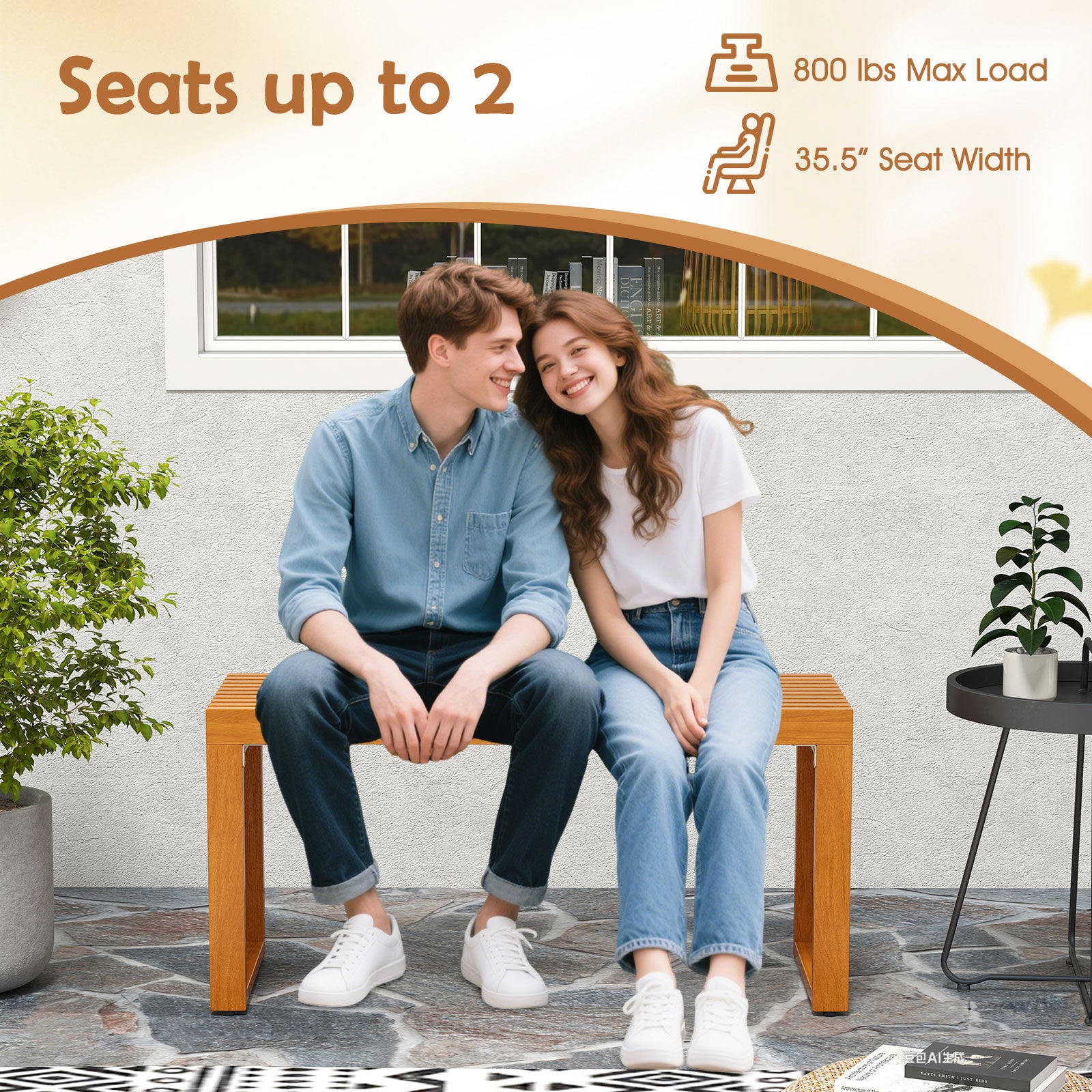 36 Inch Patio Bench All-Slat Acacia Wood Loveseat Outdoor Benches at Gallery Canada