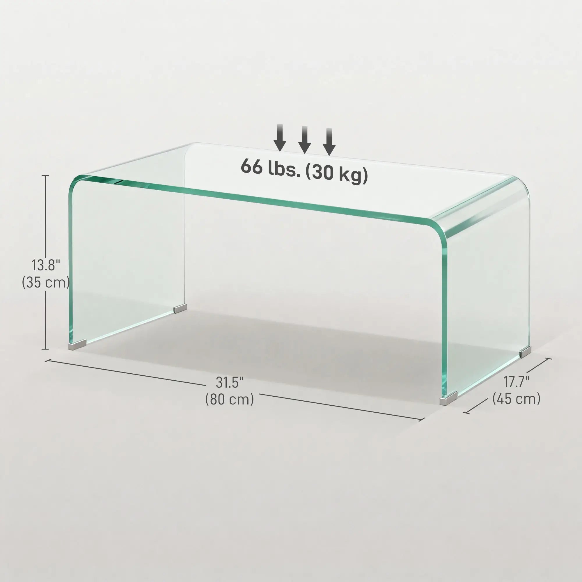 Clear Glass Coffee Table, Modern Rectangle Living Room Table, Safe Rounded Edges Coffee Tables at Gallery Canada