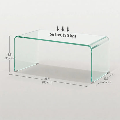 Clear Glass Coffee Table, Modern Rectangle Living Room Table, Safe Rounded Edges Coffee Tables at Gallery Canada