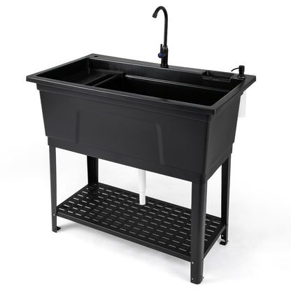 100L Utility Sink Laundry Tub With Rotating Faucet, Black Bathroom Sinks Black at Gallery Canada