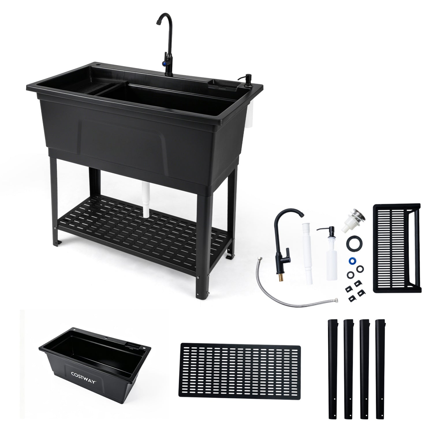 100L Utility Sink Laundry Tub With Rotating Faucet, Black Bathroom Sinks at Gallery Canada