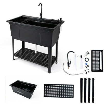100L Utility Sink Laundry Tub With Rotating Faucet, Black Bathroom Sinks at Gallery Canada