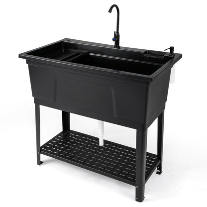 100L Utility Sink Laundry Tub With Rotating Faucet, Black Bathroom Sinks Black at Gallery Canada