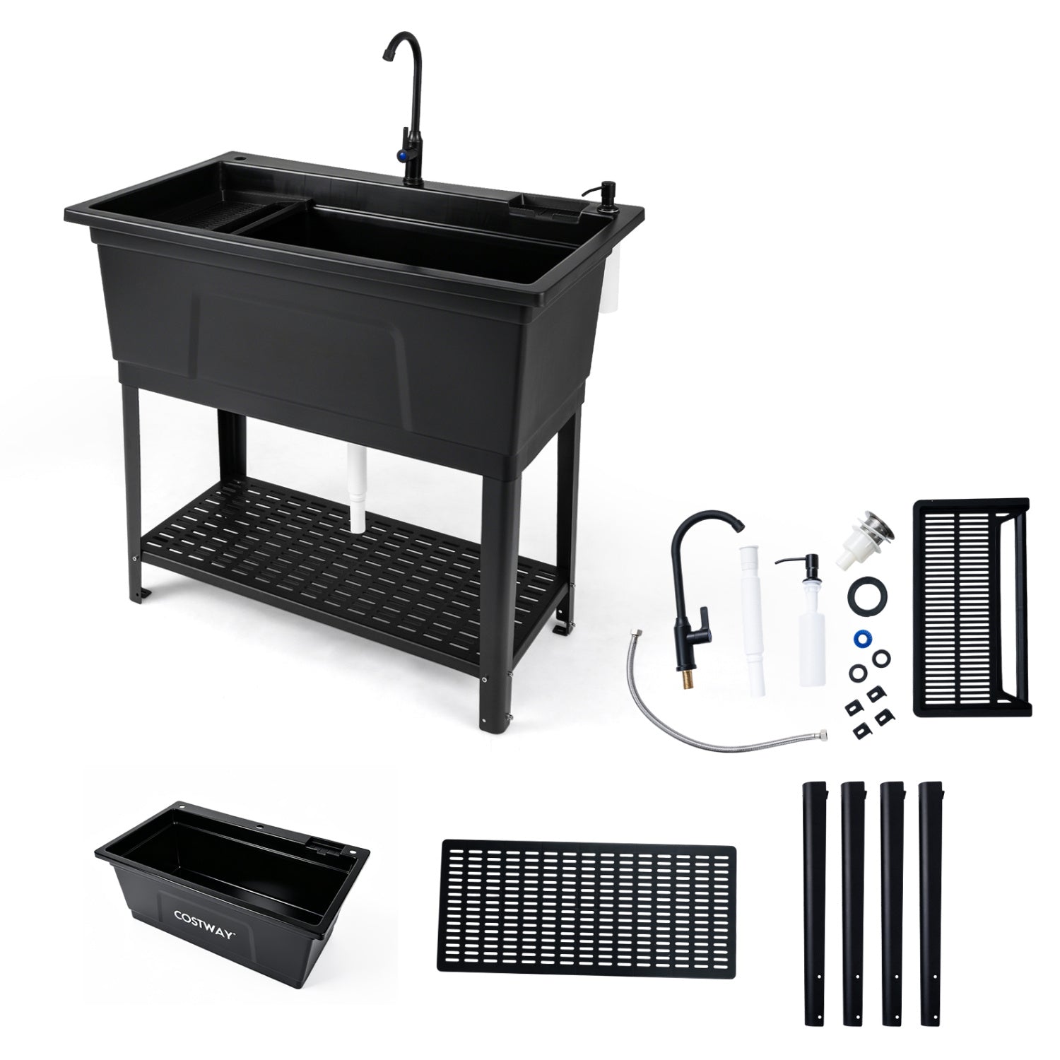 100L Utility Sink Laundry Tub With Rotating Faucet, Black Bathroom Sinks at Gallery Canada