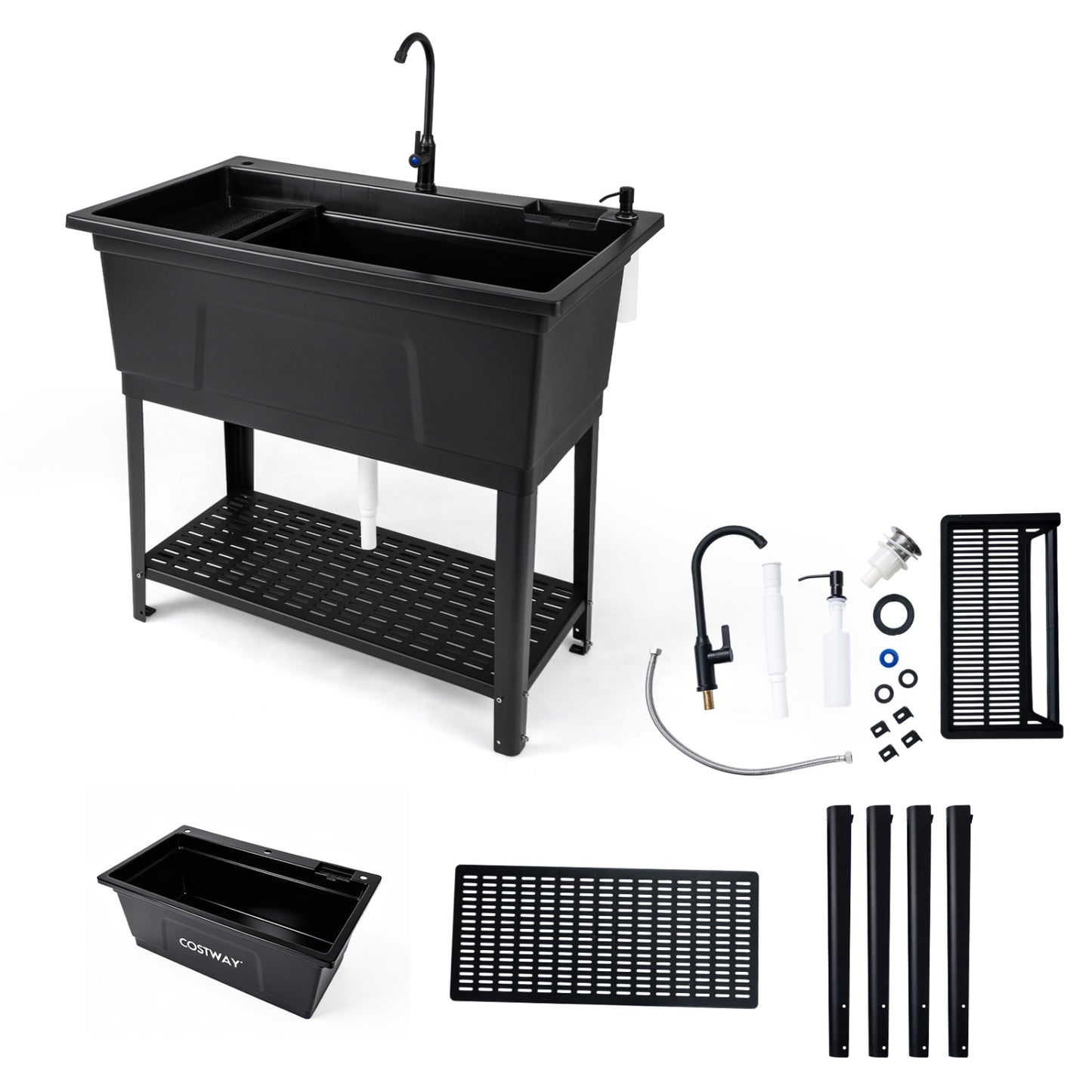100L Utility Sink Laundry Tub With Rotating Faucet, Black Bathroom Sinks at Gallery Canada
