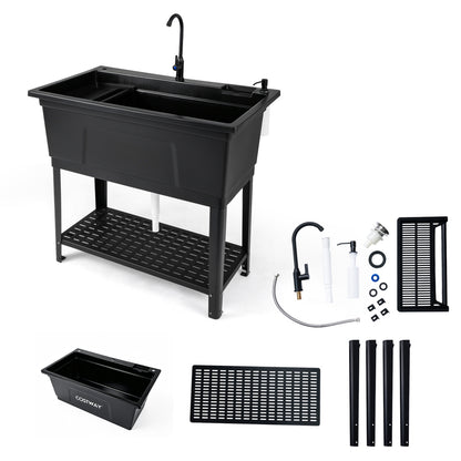 100L Utility Sink Laundry Tub With Rotating Faucet, Black Bathroom Sinks at Gallery Canada