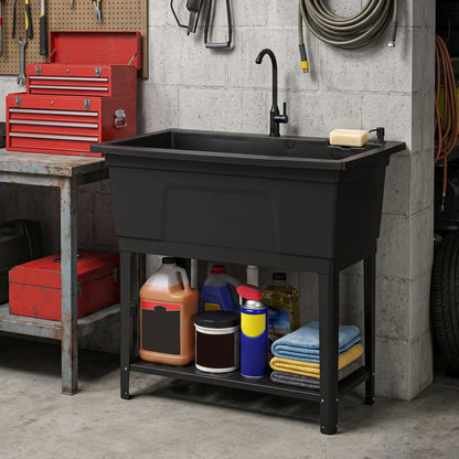 100L Utility Sink Laundry Tub With Rotating Faucet, Black Bathroom Sinks at Gallery Canada