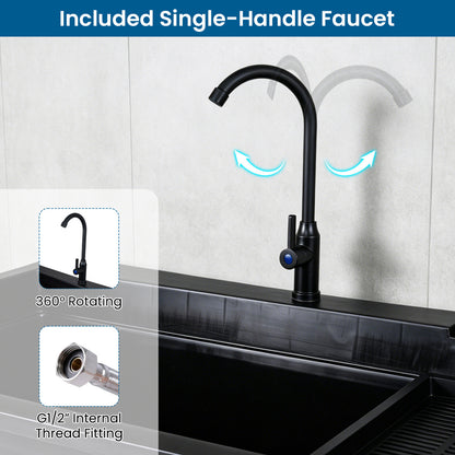 100L Utility Sink Laundry Tub With Rotating Faucet, Black Bathroom Sinks at Gallery Canada