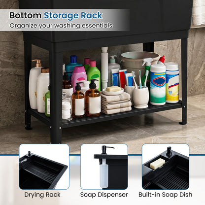100L Utility Sink Laundry Tub With Rotating Faucet, Black Bathroom Sinks at Gallery Canada