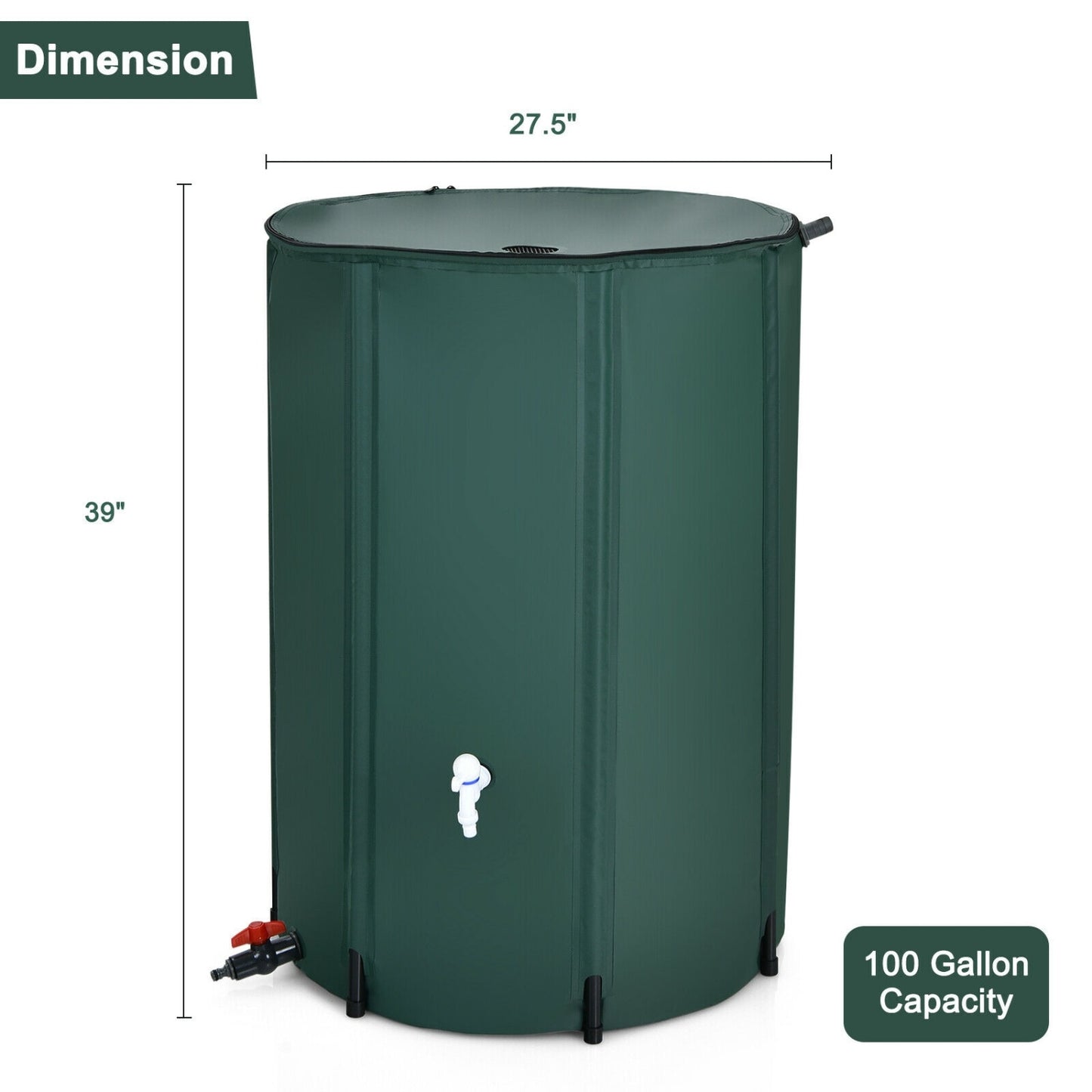 100 Gallon Portable Rain Barrel Water Collector Tank, Green Watering & Irrigation at Gallery Canada