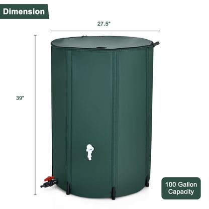 100 Gallon Portable Rain Barrel Water Collector Tank, Green Watering & Irrigation at Gallery Canada