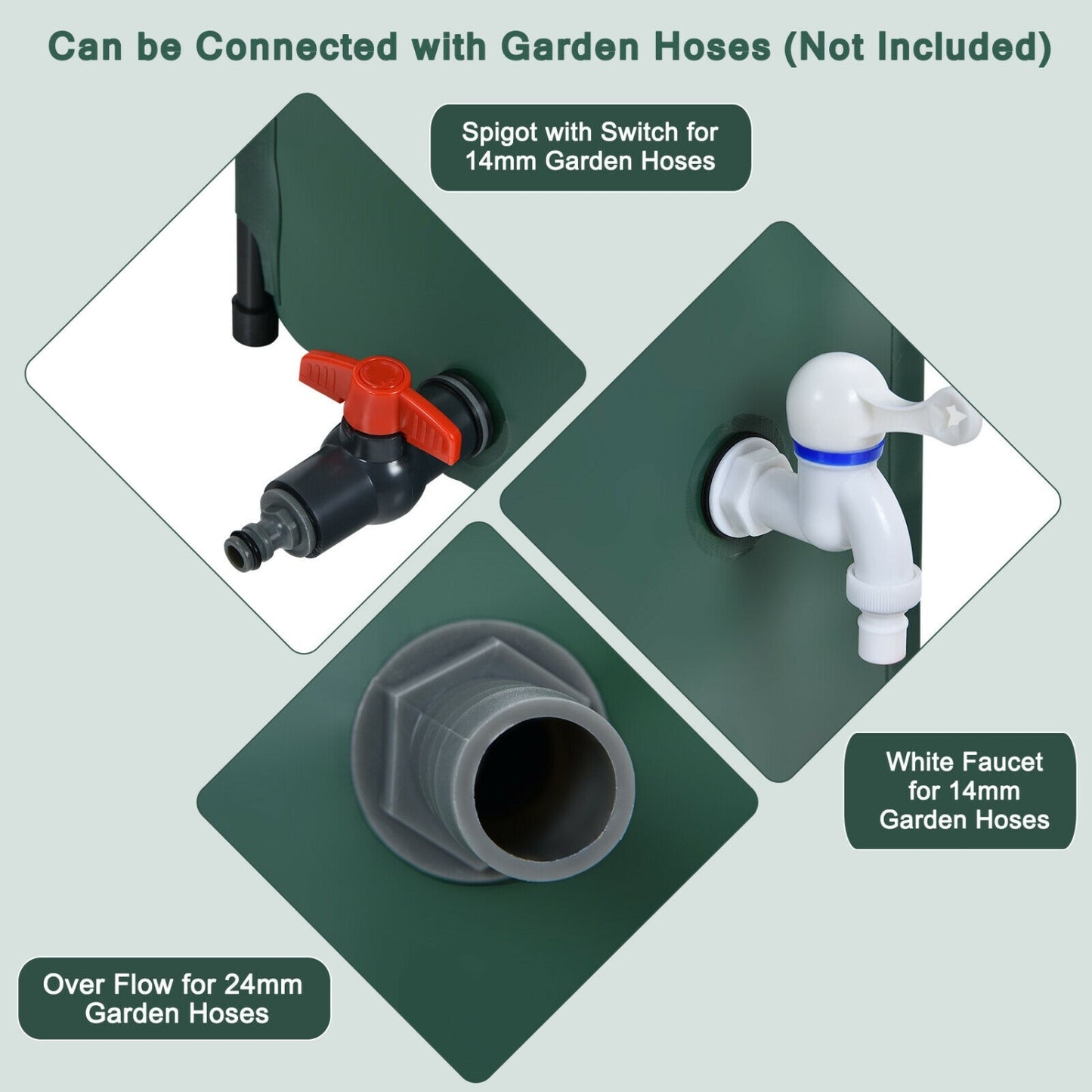 100 Gallon Portable Rain Barrel Water Collector Tank, Green Watering & Irrigation at Gallery Canada