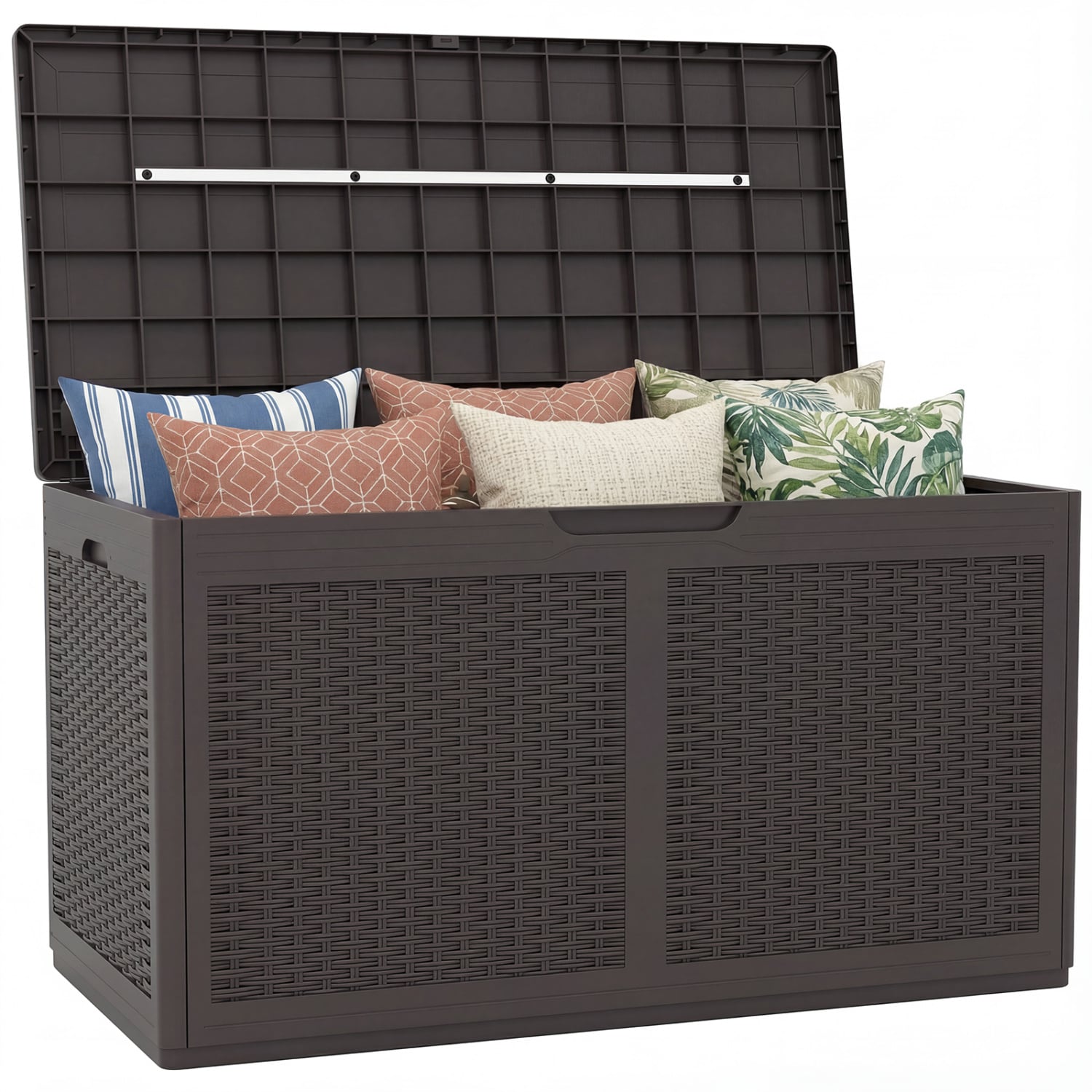 100 Gallon Resin Deck Box, Waterproof Outdoor Storage Bench, Brown Sheds & Outdoor Storage at Gallery Canada
