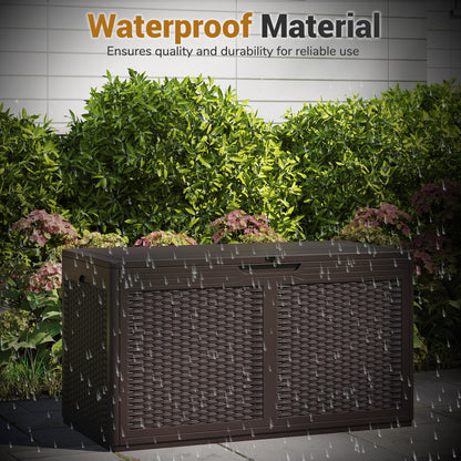 100 Gallon Resin Deck Box, Waterproof Outdoor Storage Bench, Brown Sheds & Outdoor Storage at Gallery Canada