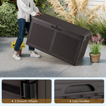 100 Gallon Resin Deck Box, Waterproof Outdoor Storage Bench, Brown Sheds & Outdoor Storage at Gallery Canada