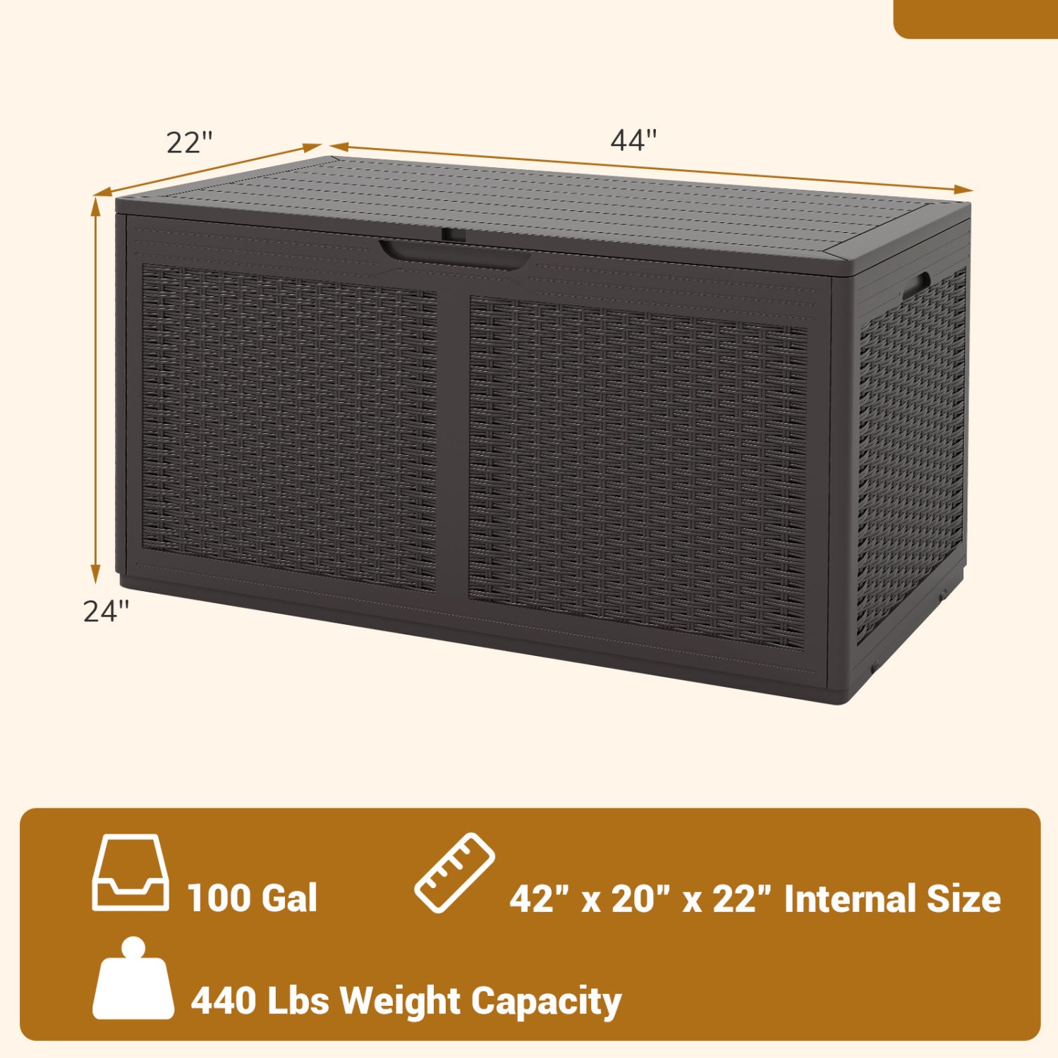 100 Gallon Resin Deck Box, Waterproof Outdoor Storage Bench, Brown Sheds & Outdoor Storage at Gallery Canada