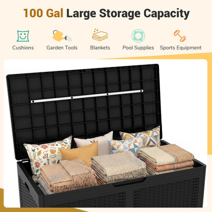 100 Gallon Resin Deck Box, Waterproof Outdoor Storage Bench, Black Sheds & Outdoor Storage at Gallery Canada