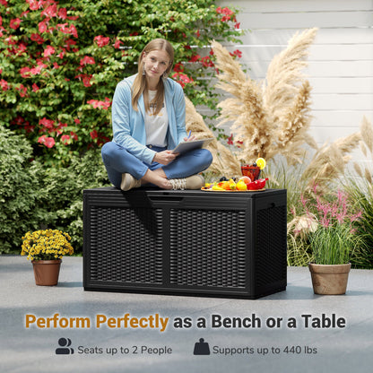 100 Gallon Resin Deck Box, Waterproof Outdoor Storage Bench, Black Sheds & Outdoor Storage at Gallery Canada