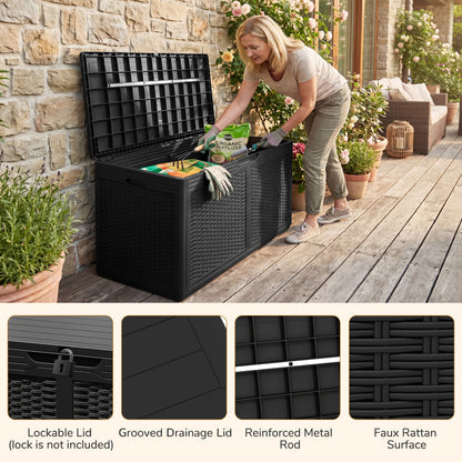 100 Gallon Resin Deck Box, Waterproof Outdoor Storage Bench, Black Sheds & Outdoor Storage at Gallery Canada