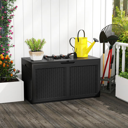 100 Gallon Resin Deck Box, Waterproof Outdoor Storage Bench, Black Sheds & Outdoor Storage at Gallery Canada