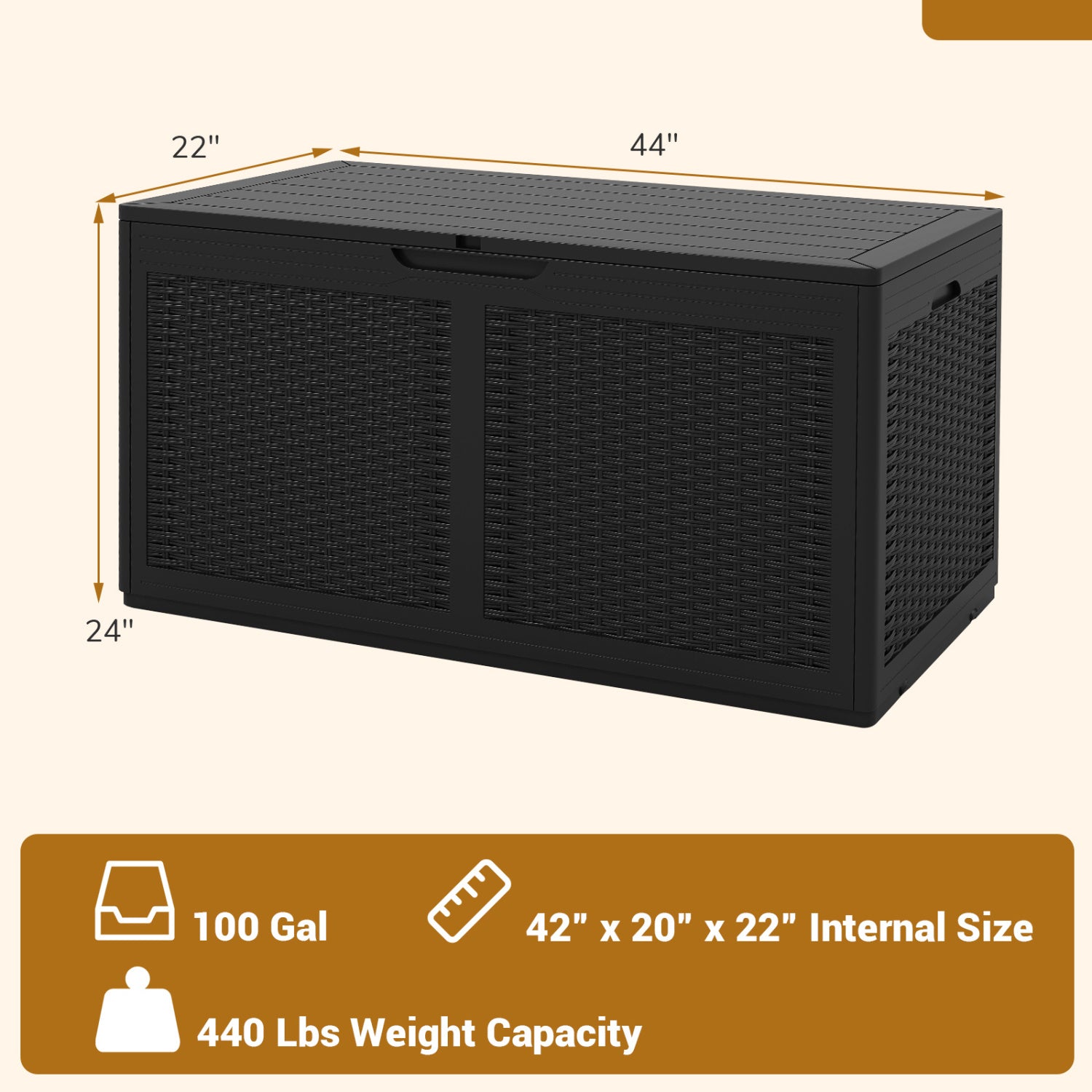 100 Gallon Resin Deck Box, Waterproof Outdoor Storage Bench, Black Sheds & Outdoor Storage at Gallery Canada
