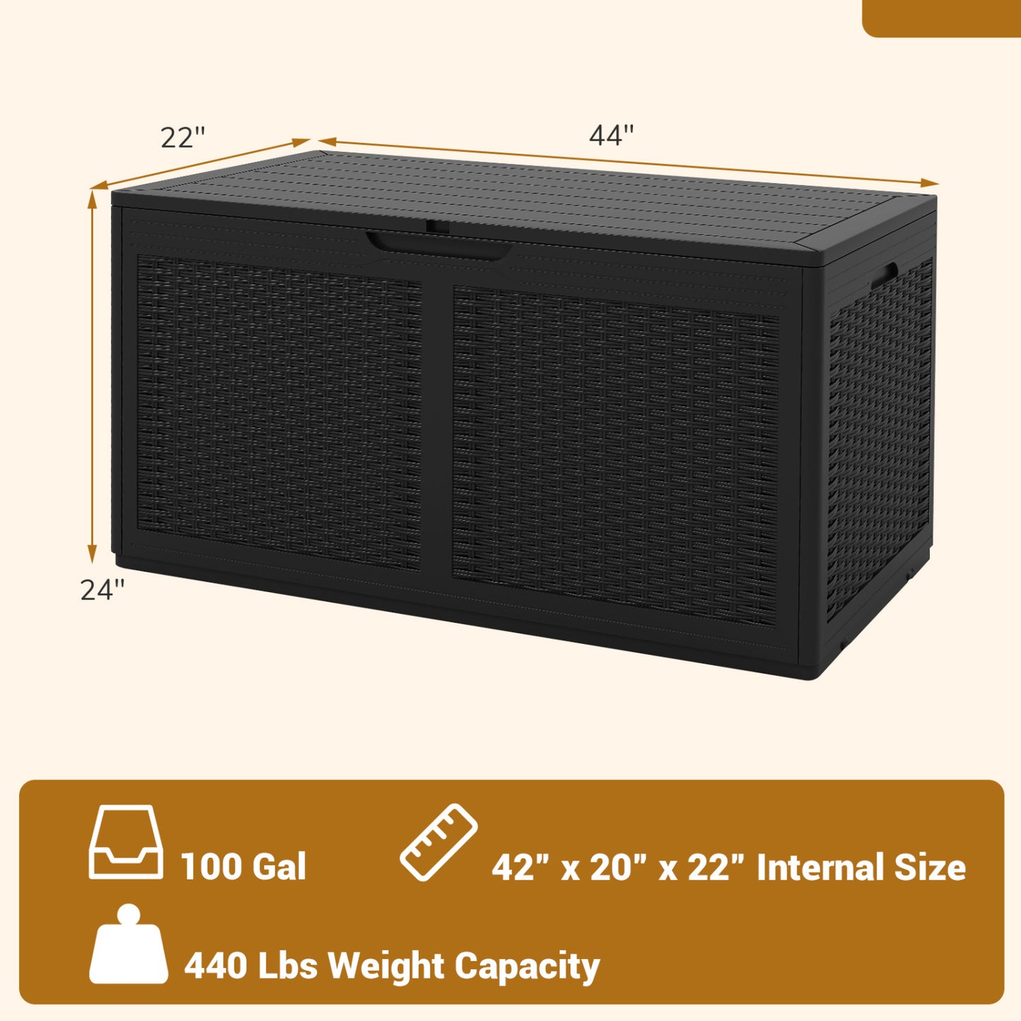 100 Gallon Resin Deck Box, Waterproof Outdoor Storage Bench, Black Sheds & Outdoor Storage at Gallery Canada