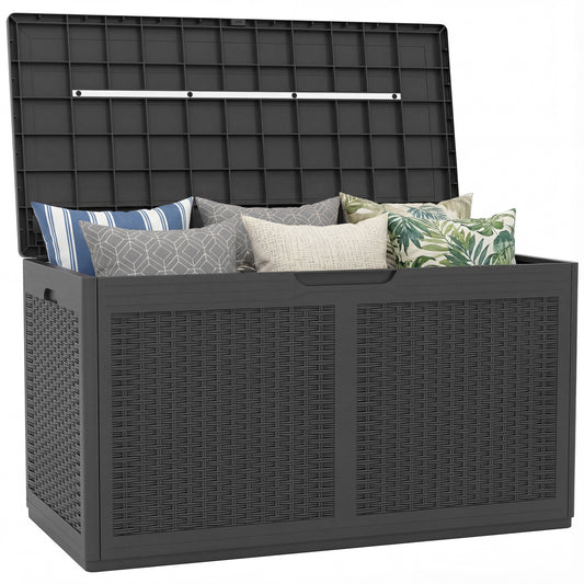 100 Gallon Resin Deck Box, Waterproof Outdoor Storage Bench, Gray Sheds & Outdoor Storage Gray at Gallery Canada