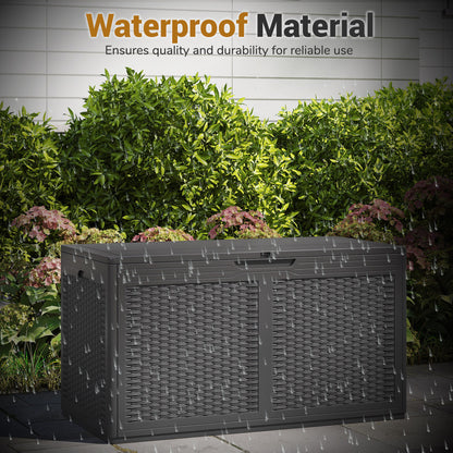 100 Gallon Resin Deck Box, Waterproof Outdoor Storage Bench, Gray Sheds & Outdoor Storage at Gallery Canada