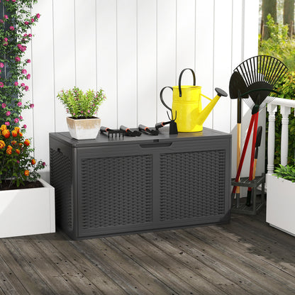 100 Gallon Resin Deck Box, Waterproof Outdoor Storage Bench, Gray Sheds & Outdoor Storage at Gallery Canada