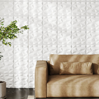 100-Pack 3D Wall Panels 12" x 12" PVC Interior Wall Decoration with Diamond Accent, White Decorative Accessories at Gallery Canada