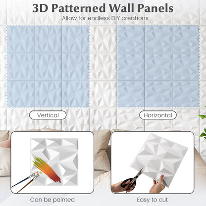 100-Pack 3D Wall Panels 12" x 12" PVC Interior Wall Decoration with Diamond Accent, White Decorative Accessories at Gallery Canada