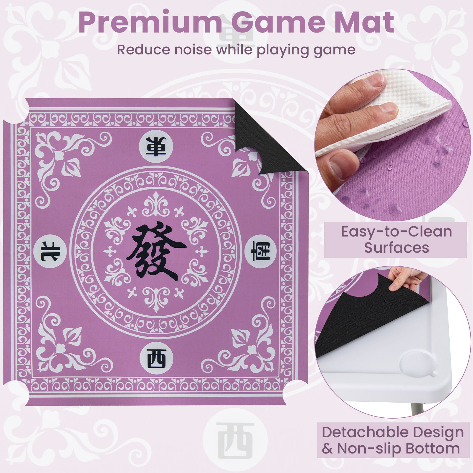 35 Inch 4 Player Folding Mahjong Table With Cup Holders, Pink Game Room at Gallery Canada