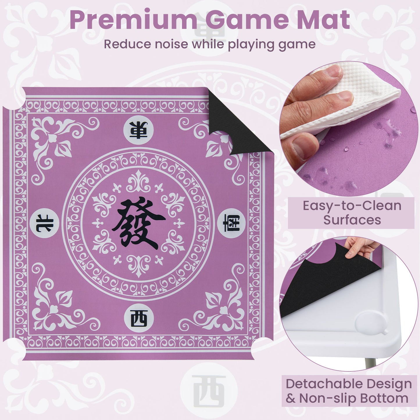 35 Inch 4 Player Folding Mahjong Table With Cup Holders, Pink Game Room at Gallery Canada