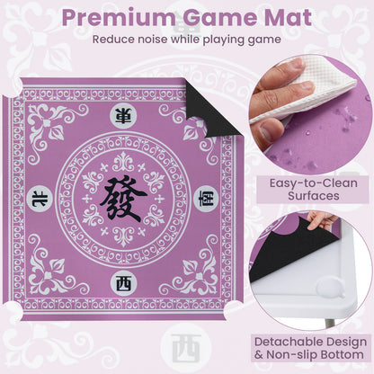 35 Inch 4 Player Folding Mahjong Table With Cup Holders, Pink Game Room at Gallery Canada