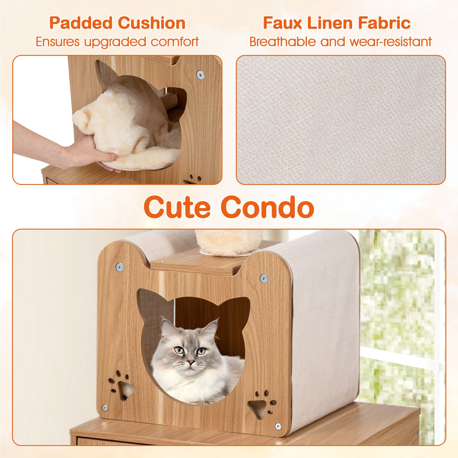 101 Inch Floor To Ceiling Cat Tree, Height Adjustable, Litter Box Enclosure, Brown Cat Trees Condos & Scratchers at Gallery Canada
