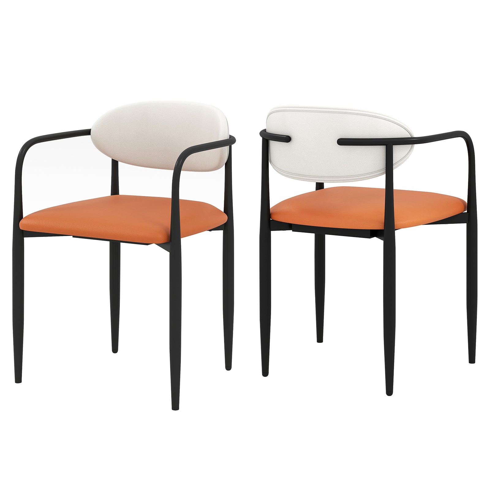 Modern Dining Chairs Set of 2 with Padded Seat and Curved Back, Orange Dining Chairs at Gallery Canada