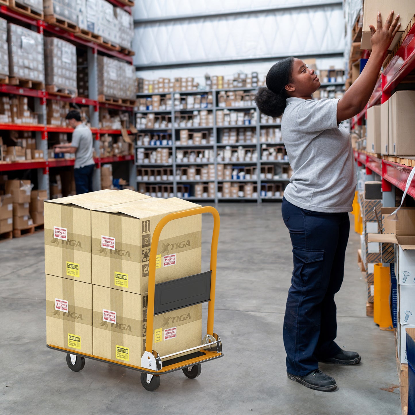 Platform Cart Dolly Foldable Warehouse Push Hand Truck, Black Garden Tools at Gallery Canada