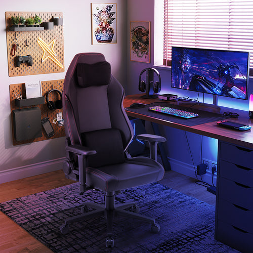 Ergonomic High Back Computer Chair with Magnetic Headrest and Lumbar Pillow, Black