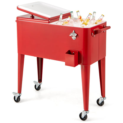 Red Portable Outdoor Patio Cooler Cart, Red Patio Bar Furniture at Gallery Canada