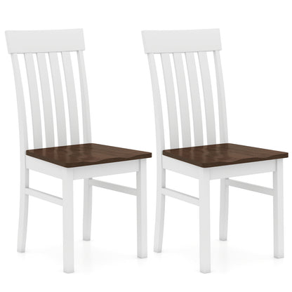 Set of 2 Kitchen Armless Dining Chairs with Slatted High Backrests, White Dining Chairs at Gallery Canada