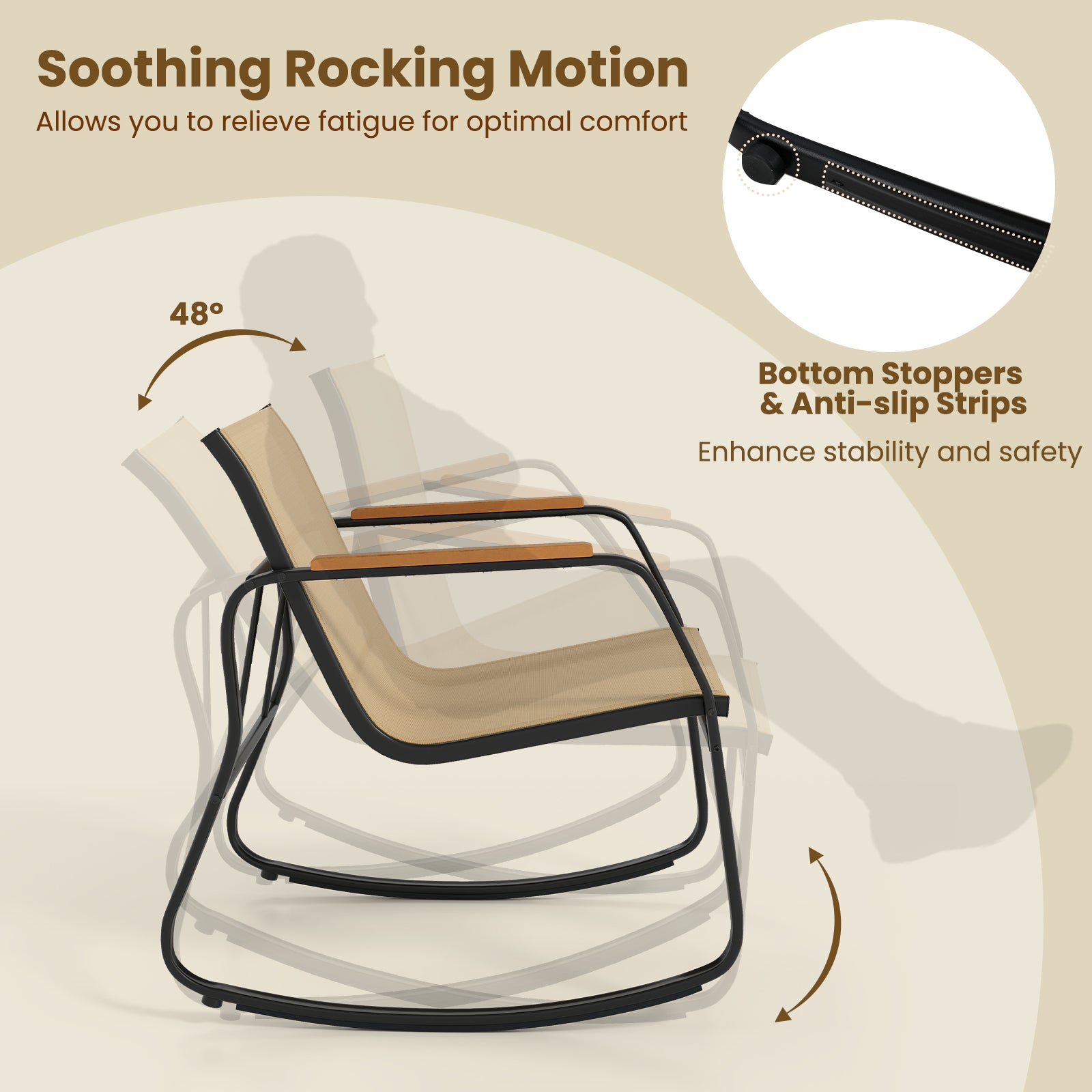 3 Piece Rocking Bistro Chairs and Side Table Set with Storage Bag, Brown Patio Conversation Sets at Gallery Canada