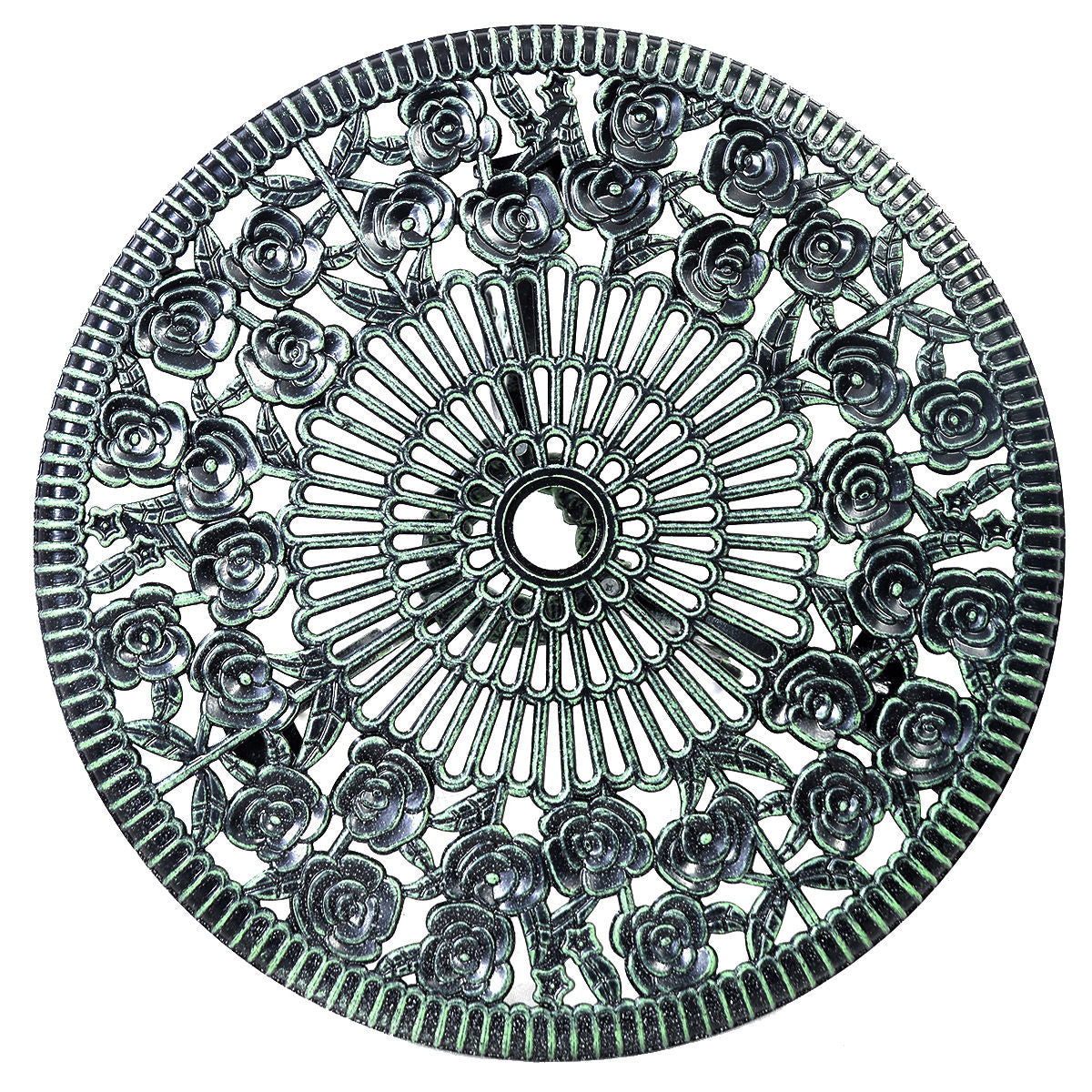 Outdoor Cast Aluminum Patio Furniture Set with Rose Design, Green Patio Conversation Sets at Gallery Canada