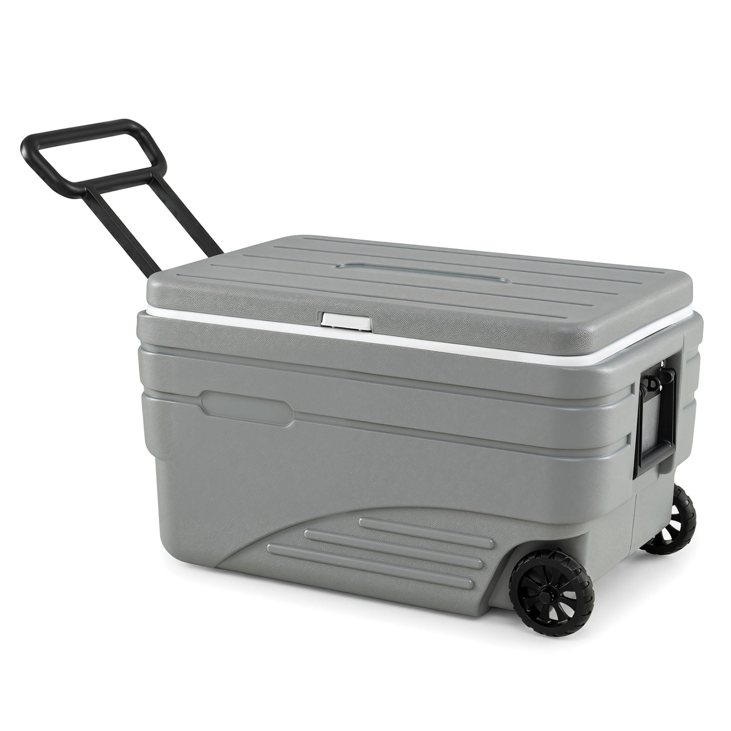103 Qt Outdoor Portable Wheeled Ice Cooler, Gray