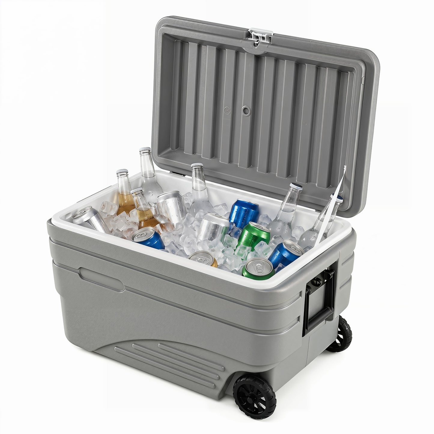 103 Qt Outdoor Portable Wheeled Ice Cooler, Gray