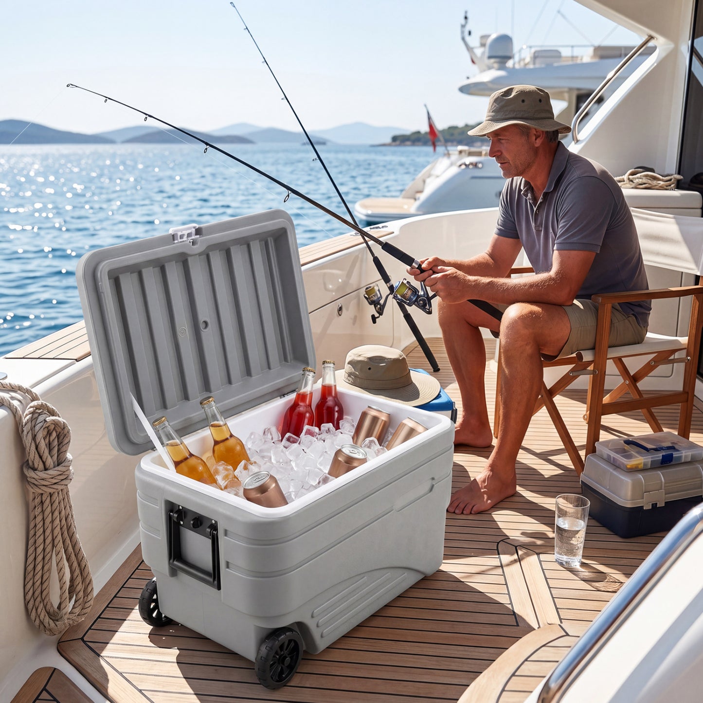 103 Qt Outdoor Portable Wheeled Ice Cooler, Gray Coolers at Gallery Canada