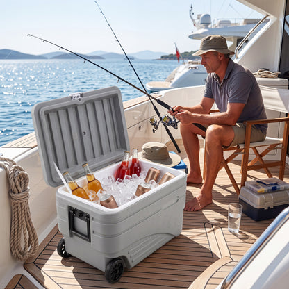 103 Qt Outdoor Portable Wheeled Ice Cooler, Gray Coolers at Gallery Canada